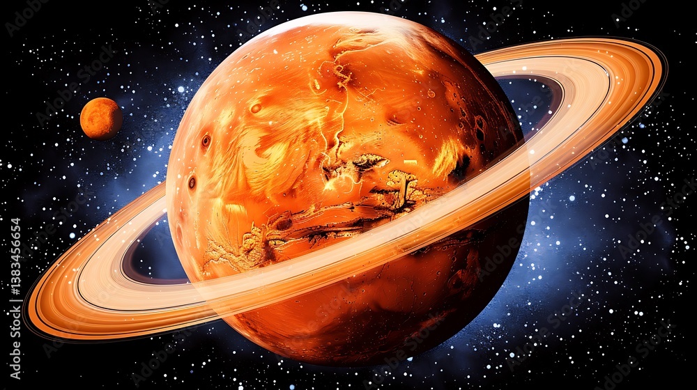 Wall mural an artistic rendering of a planet with visible planetary rings