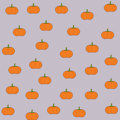 Holiday party background with bat, pumpkin, spider. Happy Halloween seamless pattern for fabric, scarves, cards, scrapbooks, wrapping paper, and textiles