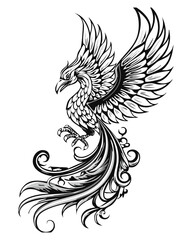 Fototapeta premium Vector phoenix bird tattoo.