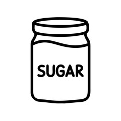 A jar labeled sugar symbolizing with sweeteners in background