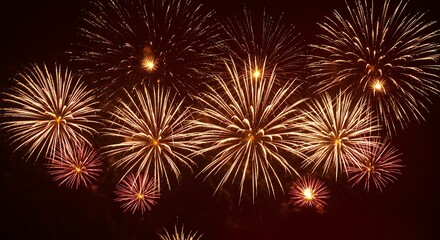 Fototapeta premium Crimson Fireworks Symphony AI Generated