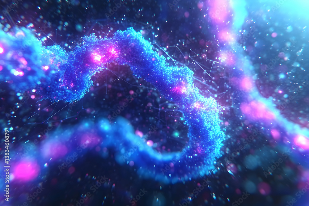 Poster abstract representation of a glowing spiral structure in space