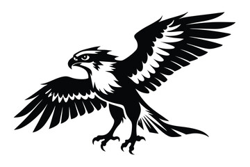Majestic Eagle Spreading Wings Isolated on White Background