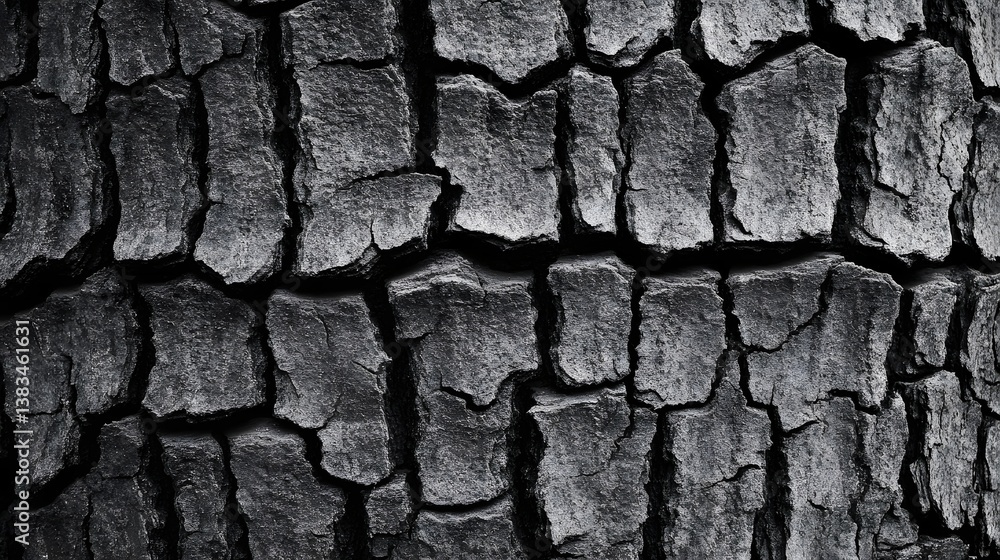 Aufkleber deeply textured tree bark with intricate patterns - moody abstract nature photography