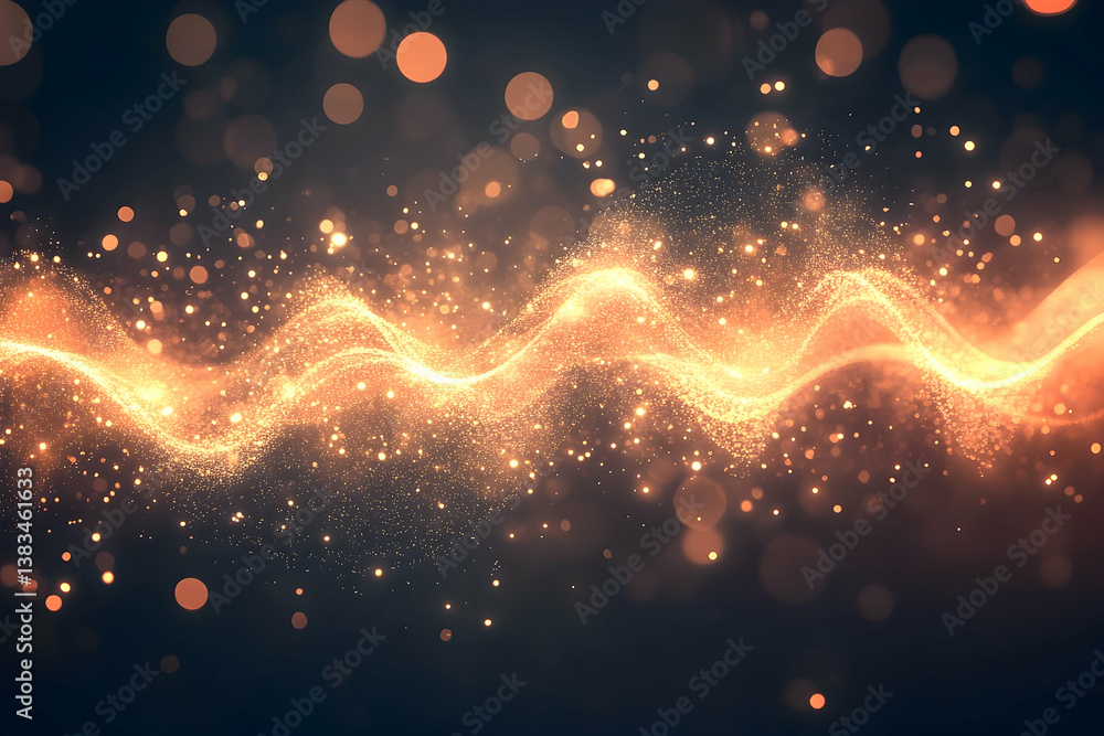Poster a shimmering golden stream of light with abstract bokeh effects