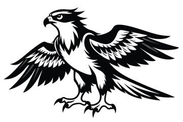 Majestic Monochrome Eagle with Spread Wings, Bold Design 