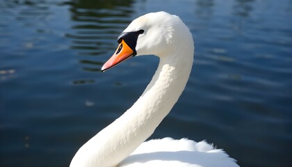 Naklejka premium close up of a white swan on a body of water