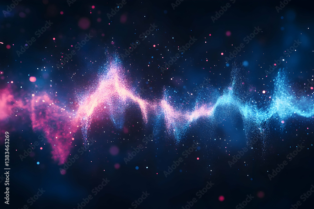 Poster abstract glowing particles creating an ethereal visual landscape composition