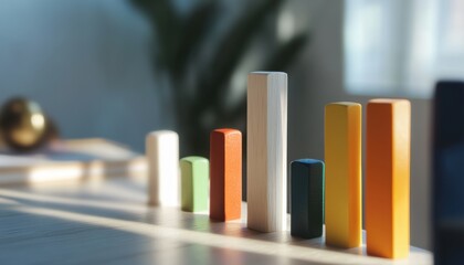 3d bar chart showcasing average test scores comparison academic setting visual data representation indoor environment perspective