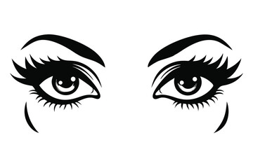 Fototapeta premium Cartoon Eyes Design, Eyelashes and Eyebrows, 