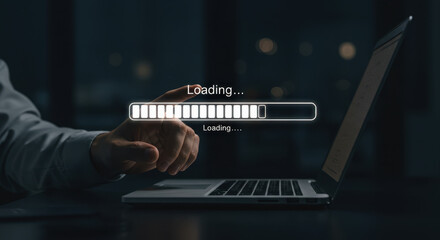 Loading... Patience is Key! Waiting for File Transfer, Software Update, or Website to Load on Laptop. Digital Technology & User Experience