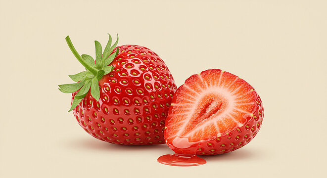 Fresas solas, con tallos y secciones cortadas incluidas.
