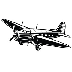 Monochrome Art of Vintage Airplane 