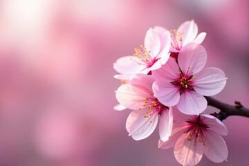 Fototapeta premium Delicate pink cherry blossoms, full bloom, soft petals, sakura, gentle
