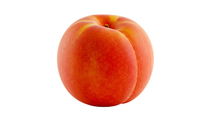 A single peach with vibrant orange and yellow hues isolated against a stark black background image
