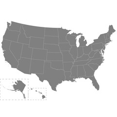 Obraz premium High quality map of United States with borders of the regions