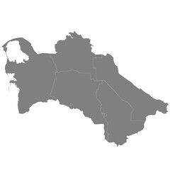 High quality map of Turkmenistan with borders of the regions