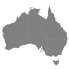 High quality map of Australia with borders of the regions