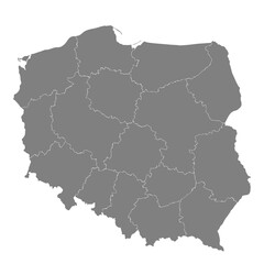 High quality map of Poland with borders of the regions