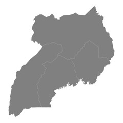 High quality map of Uganda with borders of the regions