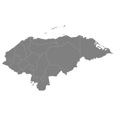 High quality map of Honduras with borders of the regions