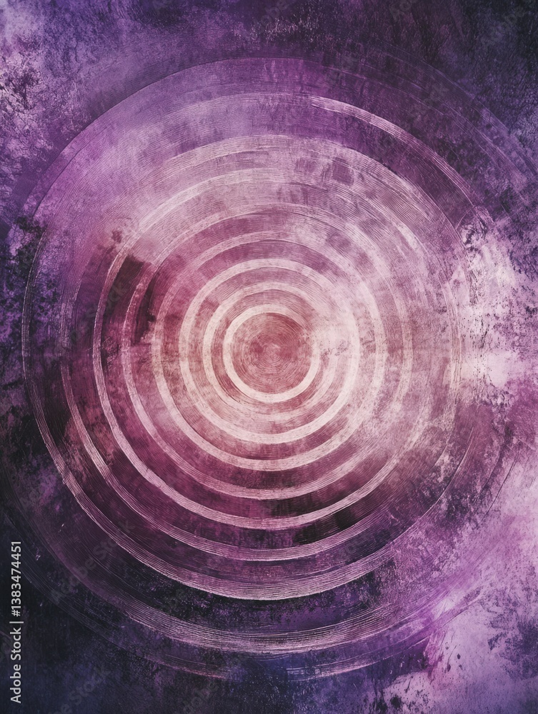Poster abstract concentric circles on a textured purple background, representing depth and focus. perfect f