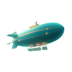 Fototapeta premium Futuristic Airship Illuminated with Lights, Gliding Elegantly in the Night Sky