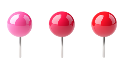 Pack of Push Pin set Against Transparent Background for Office Branding, Task Organization, or Communication Design Projects