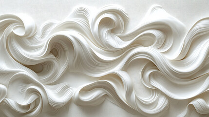 Obraz premium Elegant flowing white textures studio space abstract art minimalist design close-up visual harmony