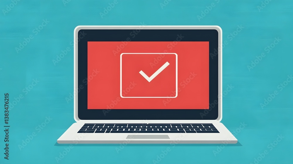 Poster successful software update process on laptop with cloud computing technology
