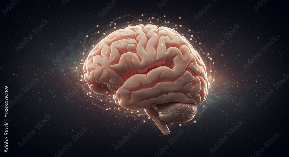 Aufkleber brain with neural network connections for science and technology concept