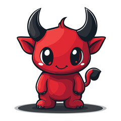 Minimalist Cute Red Devil Logo - Modern Cartoon Vector Design