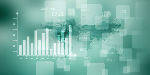 2d illustration Stock market online business concept. business Graph 