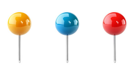 Pack of Push Pin set Against Transparent Background for Office Branding, Task Organization, or Communication Design Projects