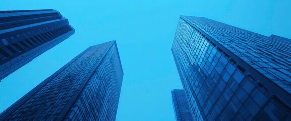 Fototapeta premium Corporate Cool Geometric Tower Illustration in Shades of Blue