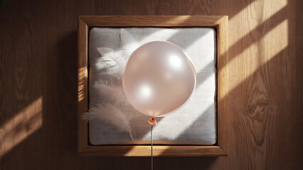 Balloon in a wooden frame