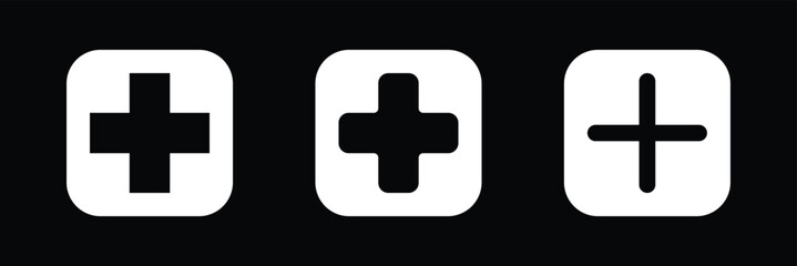 Plus icon in black and white stroke