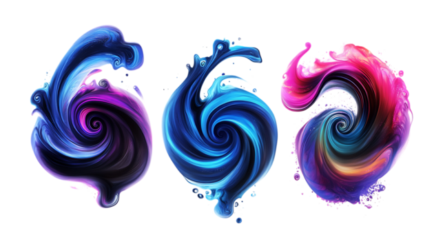 Pack of Swirling set Against Transparent Background for Abstract Design Projects, Artistic Branding, or Visual Art Promotion