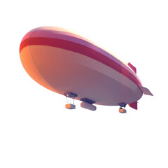 Obraz premium Colorful Blimp with Red and White Stripes Flying Gracefully at Sunset