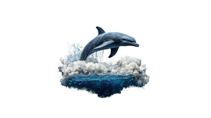 Dolphin Jumping Above Waves with Dramatic Splash Effects