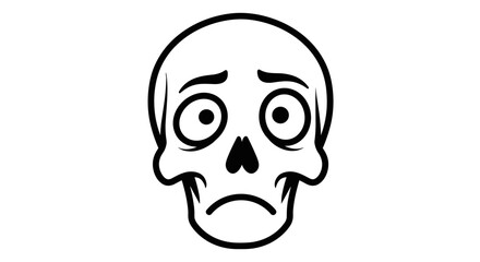 Cartoon skull with a sad expression