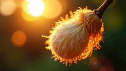 Golden Hour Macro Kapok Seed Pod Fluff Detail
