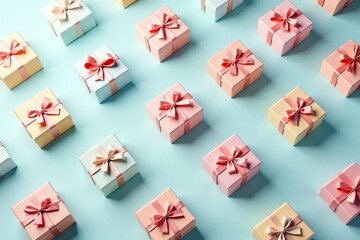 Elegant repeating gift box pattern, pastel hues, chic, luxury