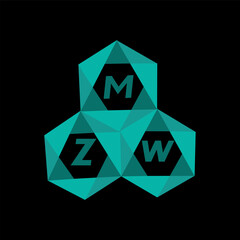 MZW creative minimalist letter logo. MZW unique vector initials alphabet letter logo design
