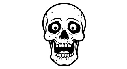 Fototapeta premium Skull illustration with surprised expression on white background