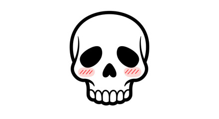 Obraz premium Cute cartoon skull with blushing cheeks