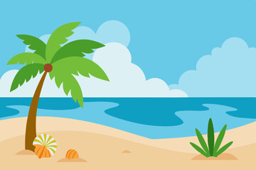 Fototapeta na wymiar tropical beach with palm trees