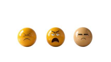 Various Emotions Displayed by Yellow Smiley Faces in Solid Colors