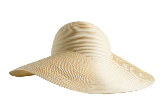 Cream-Colored Wide-Brim Straw Hat, Elegant Summer Headwear