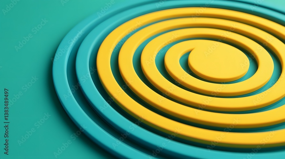 Poster concentric circular patterns symbolize business focus and strategy concept in 3d